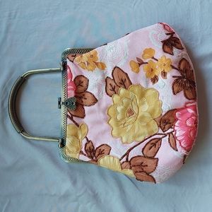 Carpet bag, punk floral with beaded and metal accents